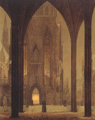 Oehme, Ernst Ferdinand Cathedral in Wintertime (mk22) oil painting image